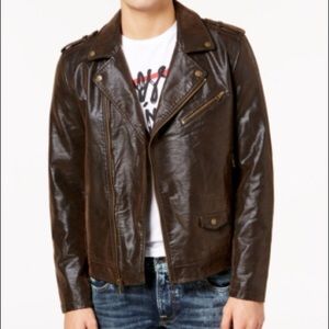 Guess Men’s Brown Suede Moto Jacket
